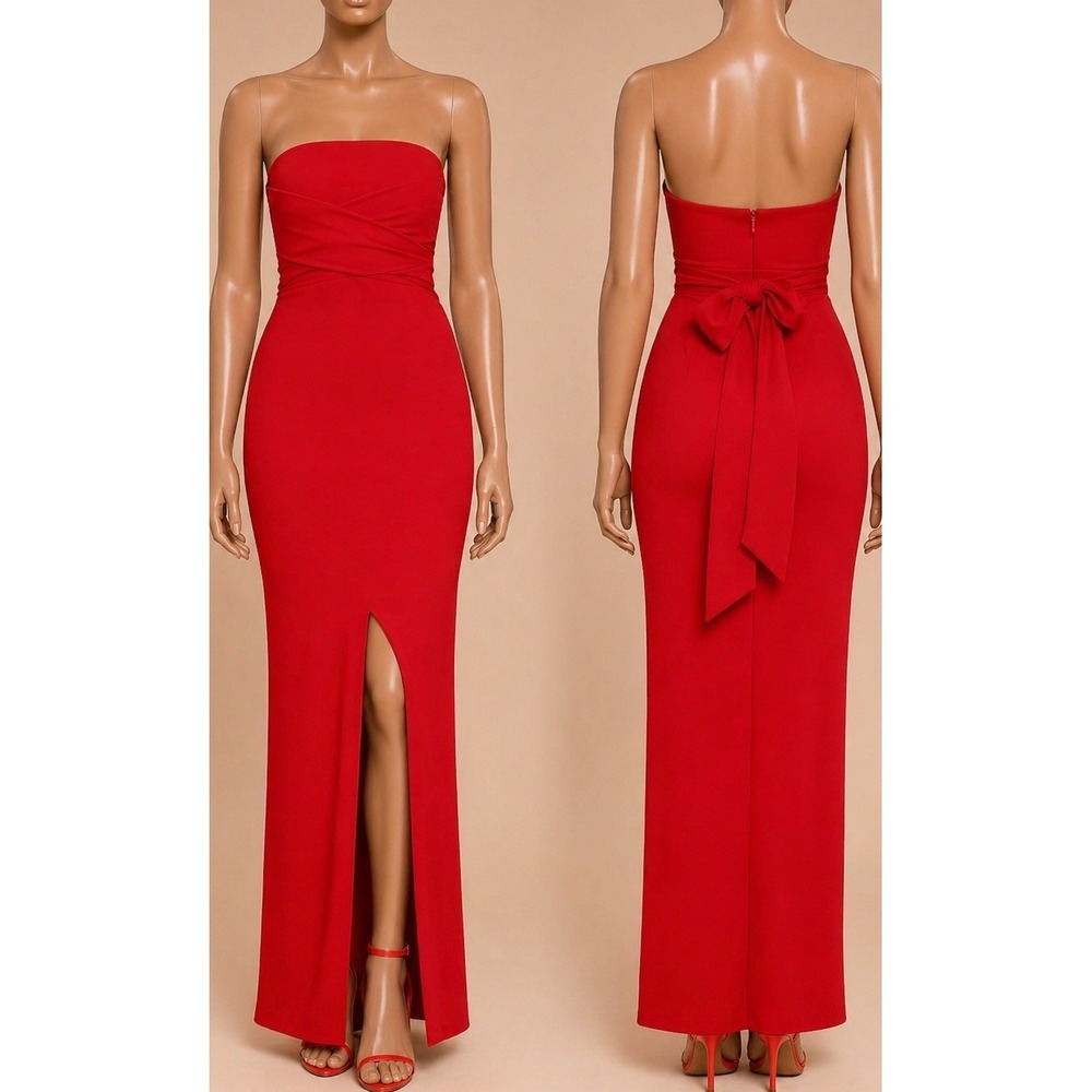 Lulus Own the Night Red Strapless Maxi Dress Women's Medium Red - Picture 4 of 16